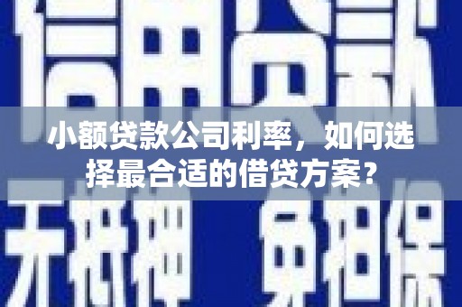 松桃小额贷款公司利率，如何选择最合适的借贷方案？