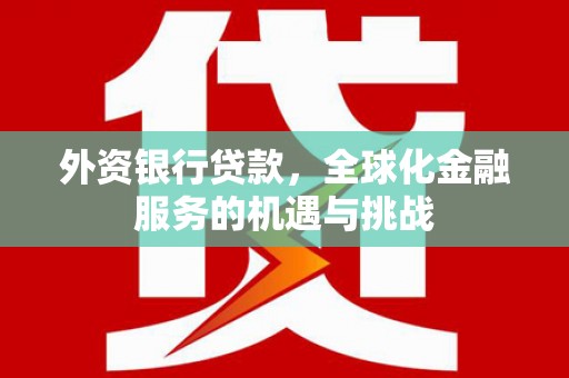 松桃外资银行贷款，全球化金融服务的机遇与挑战